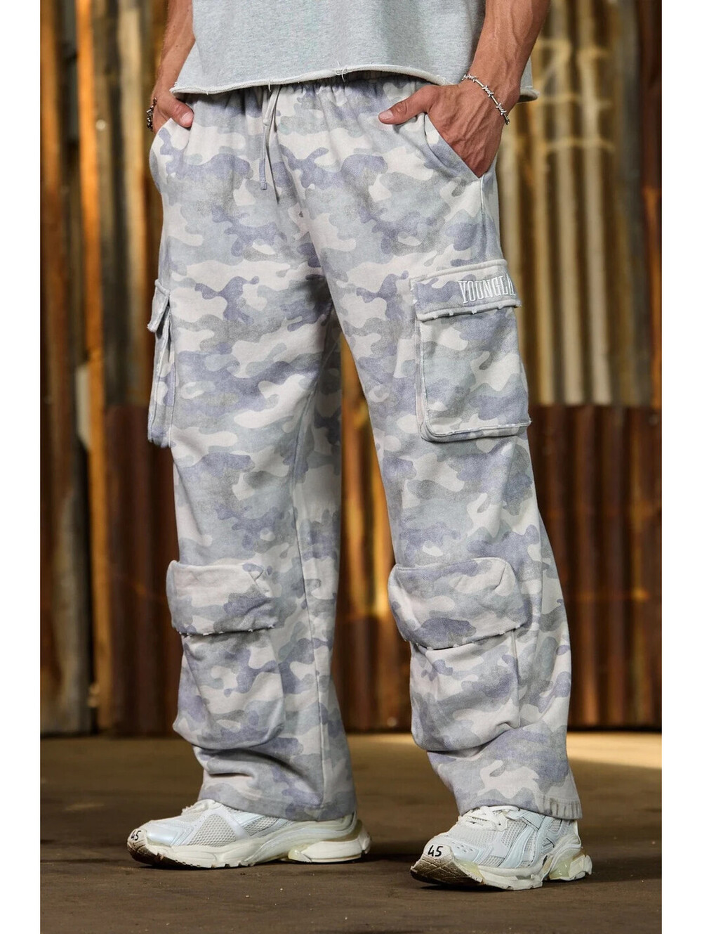 YoungLA- Large- Cargo Sweat Pants- OG Desert Camo. Sold Out